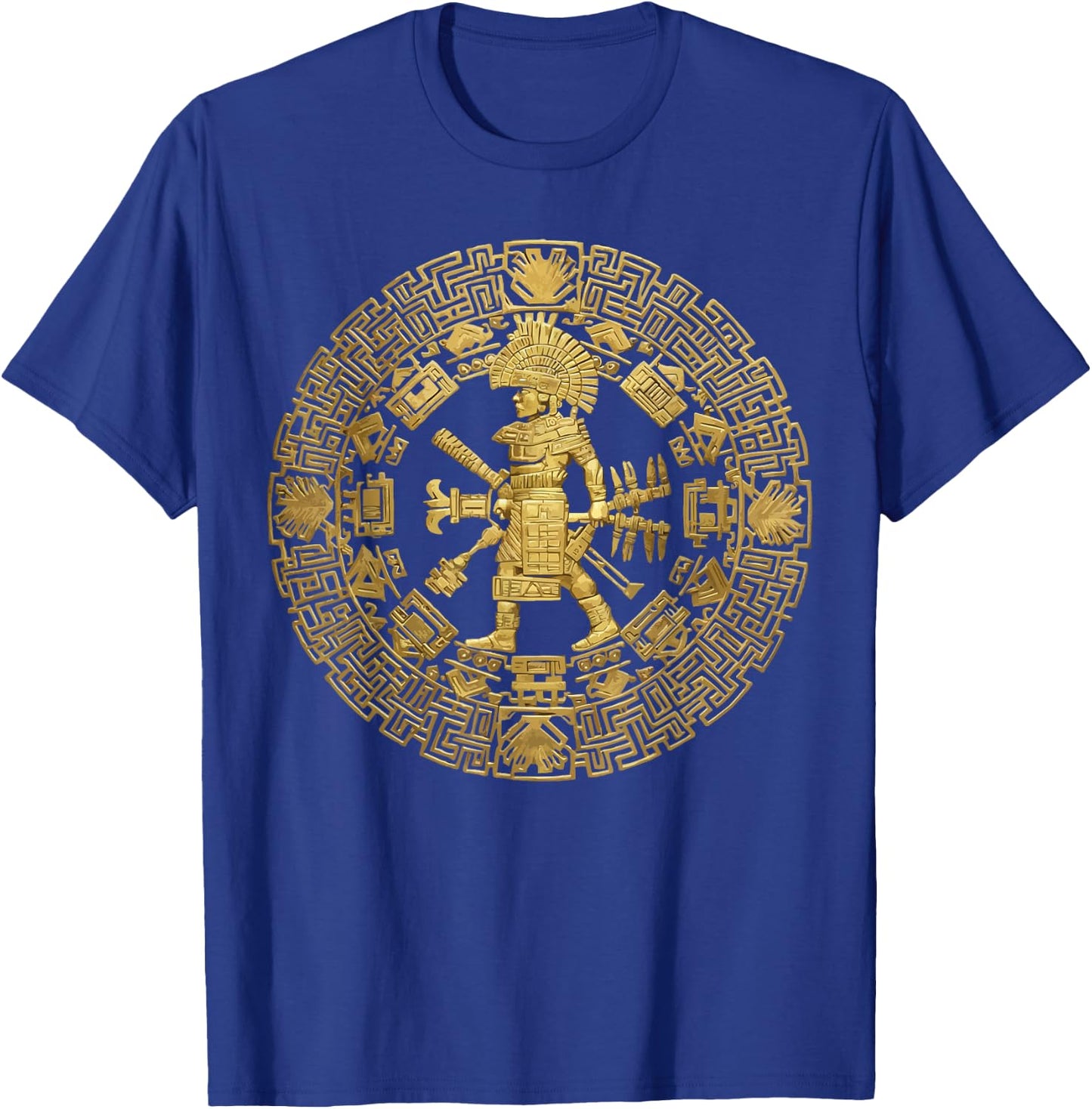 Aztec Calendar Mayan Indigenous Mexican Aztec Jaguar T-Shirt - T-Shirt | Royal