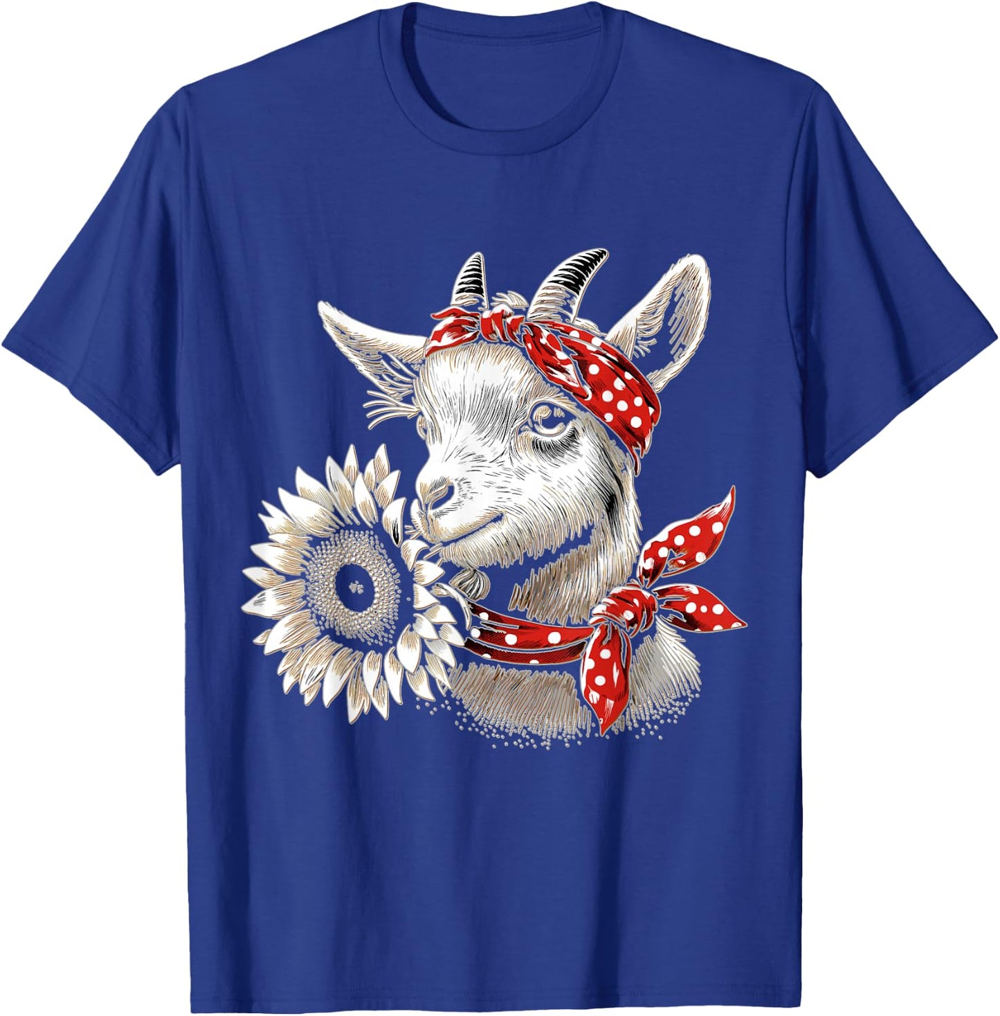 Goat with Flower and Bandana Farm Girl Rancher T-Shirt - T-Shirt | Royal