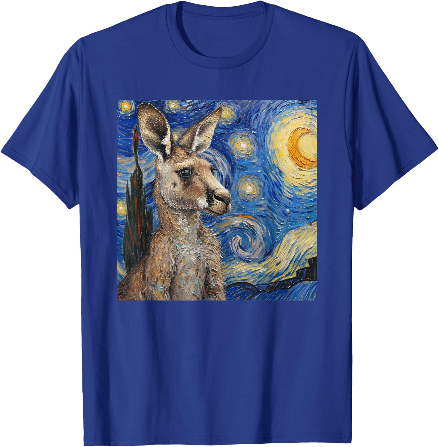 Kangaroo Van Gogh Style Starry Night T-Shirt - T-Shirt | Royal