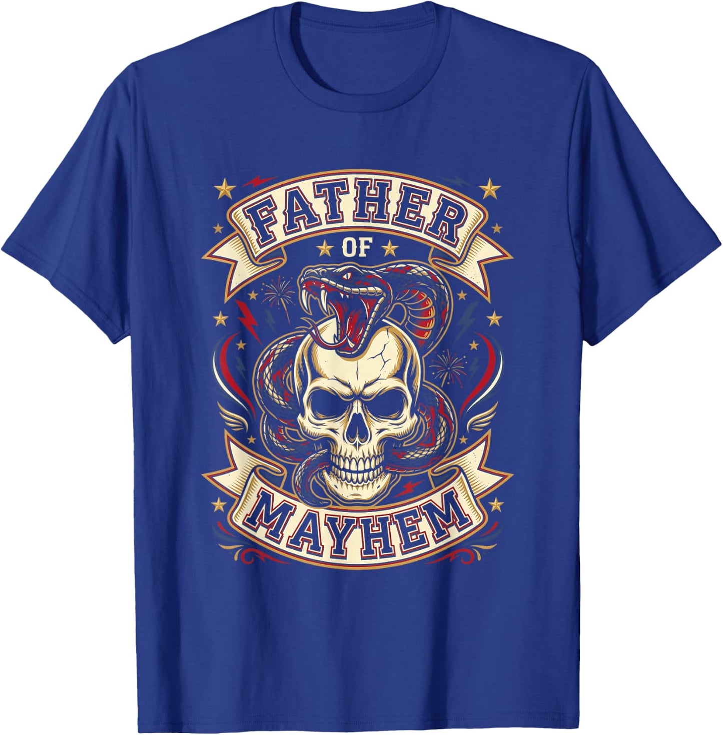 Men Dad Funny Father's Day Matching Family Father of Mayhem T-Shirt - T-Shirt | Royal