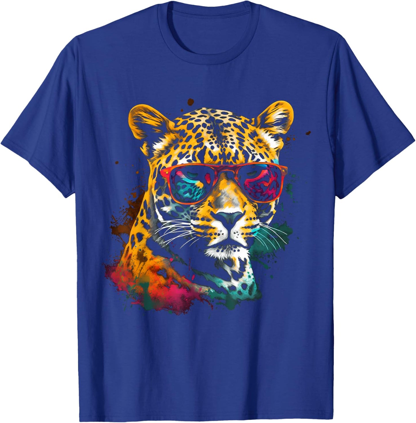 Leopard Sunglasses Artwork - Zoo Art Animal Leopard T-Shirt - T-Shirt | Royal
