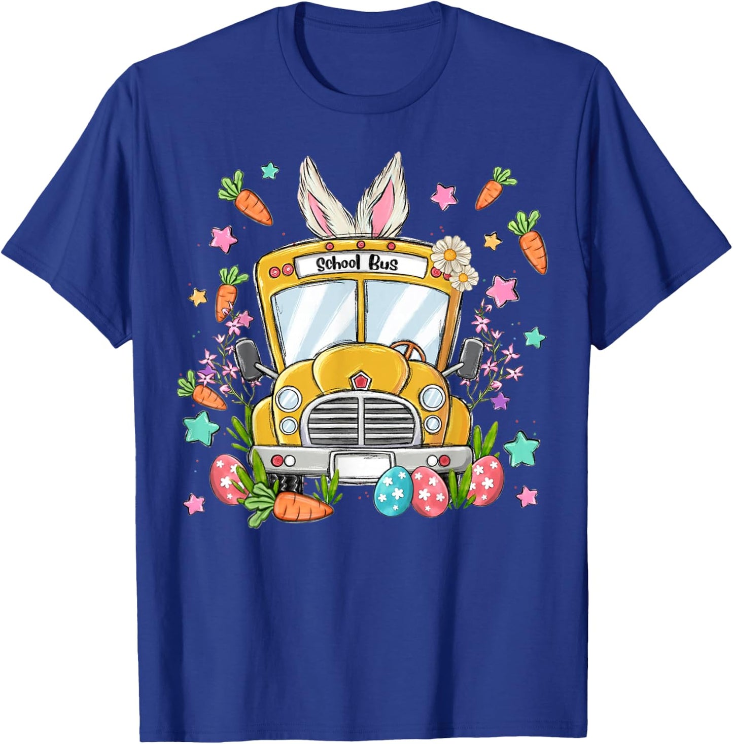 Bunny School Bus Easter Day Helloo Spring For Boys Girls Kid T-Shirt - T-Shirt | Royal
