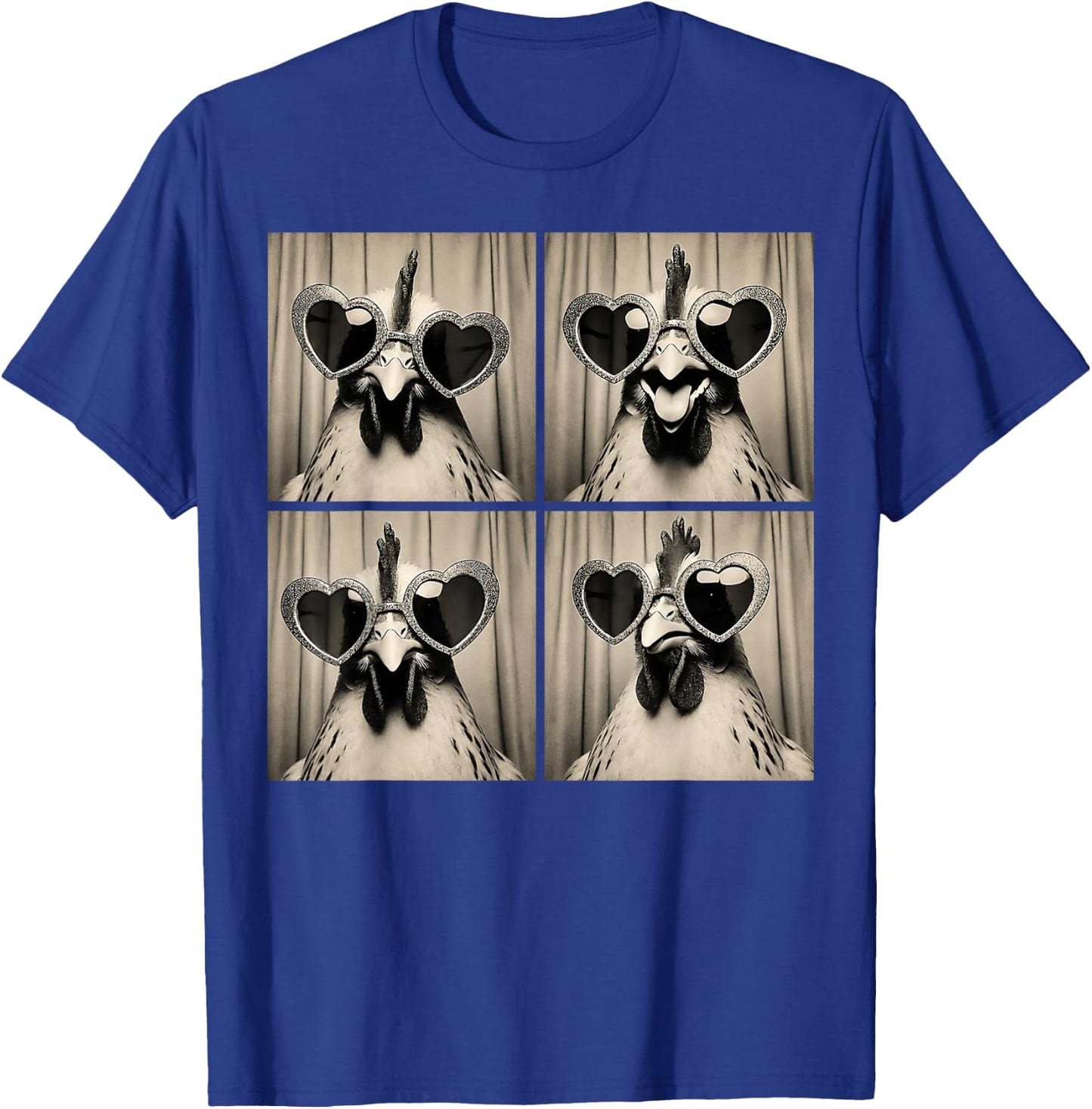 Rooster Wearing Sunglasses Photobooth Selfie Farm Chicken T-Shirt - T-Shirt | Royal