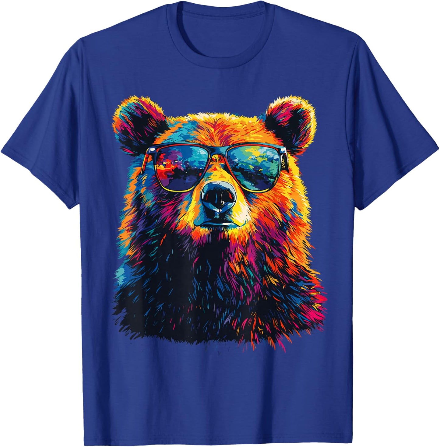 Cool Bear Portrait with Sunglasses Watercolour Bear , black T-Shirt - T-Shirt | Royal