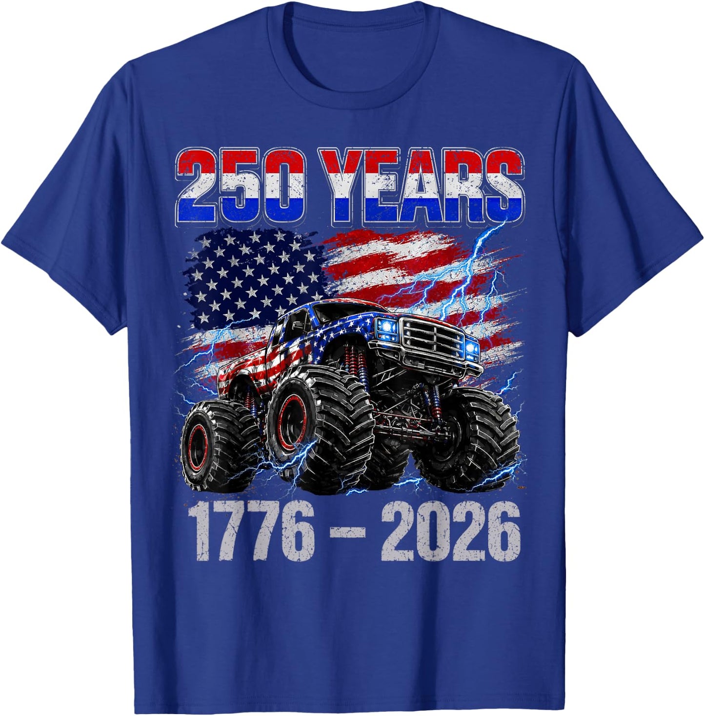 250 Years 4th of July Shirts Toddler Boys Kids Monster Truck T-Shirt - T-Shirt | Royal
