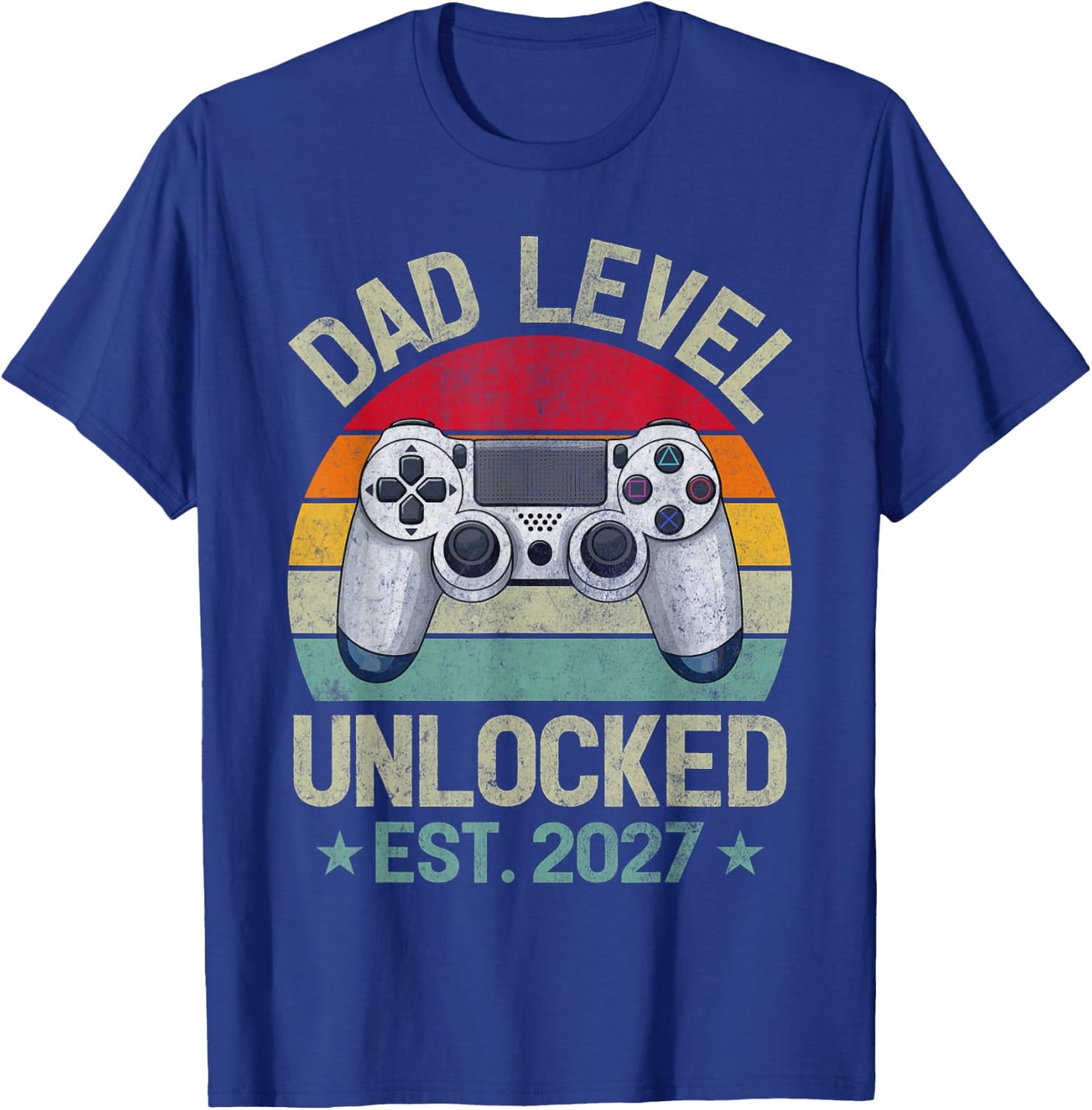 Dad Level Unlocked Est. 2027 Leveled Up to Video Gamer Dad T-Shirt - T-Shirt | Royal
