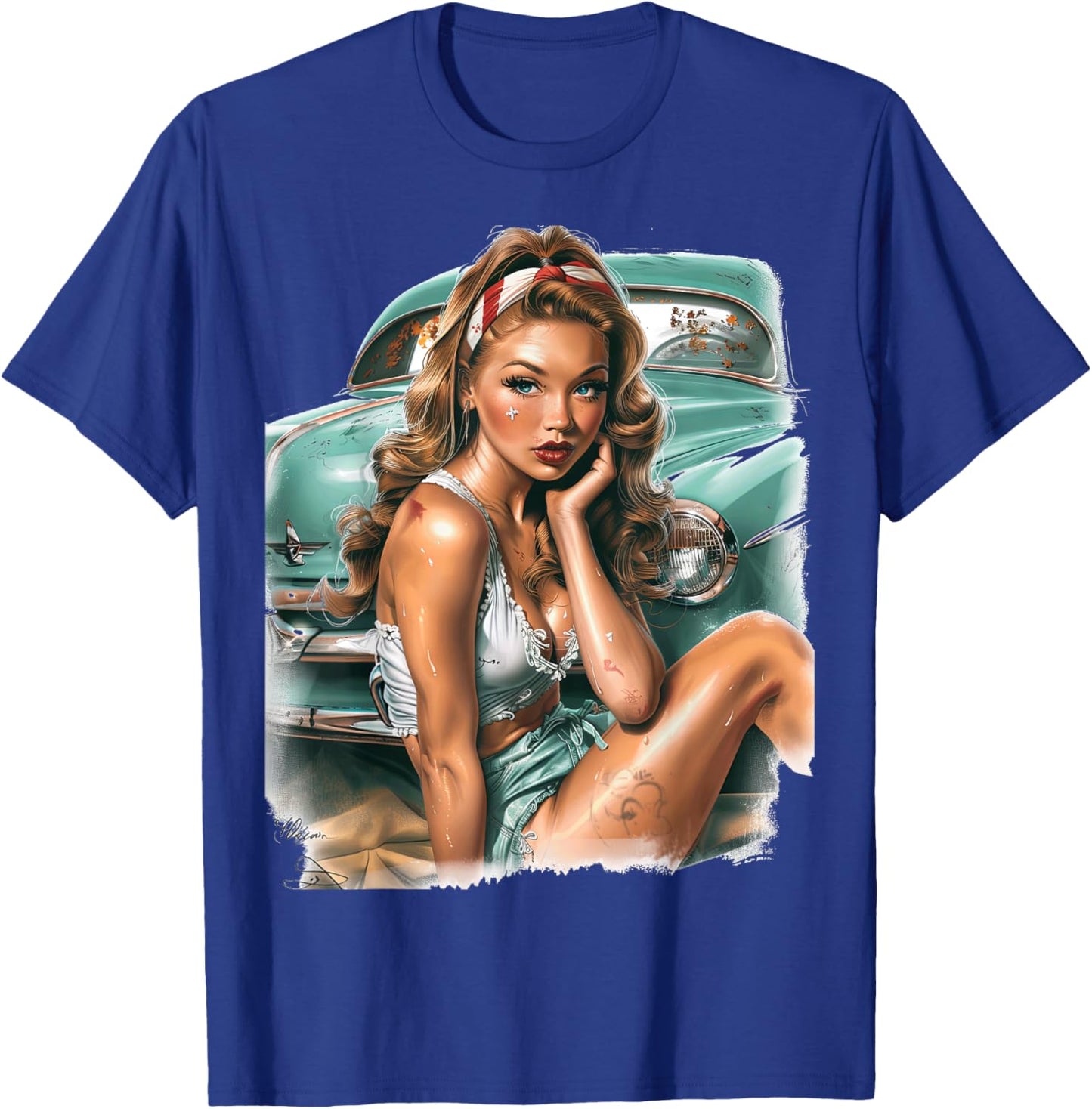 Pinup Girl Pin Up Vintage Retro Amerikanische Frau T-Shirt - T-Shirt | Royal