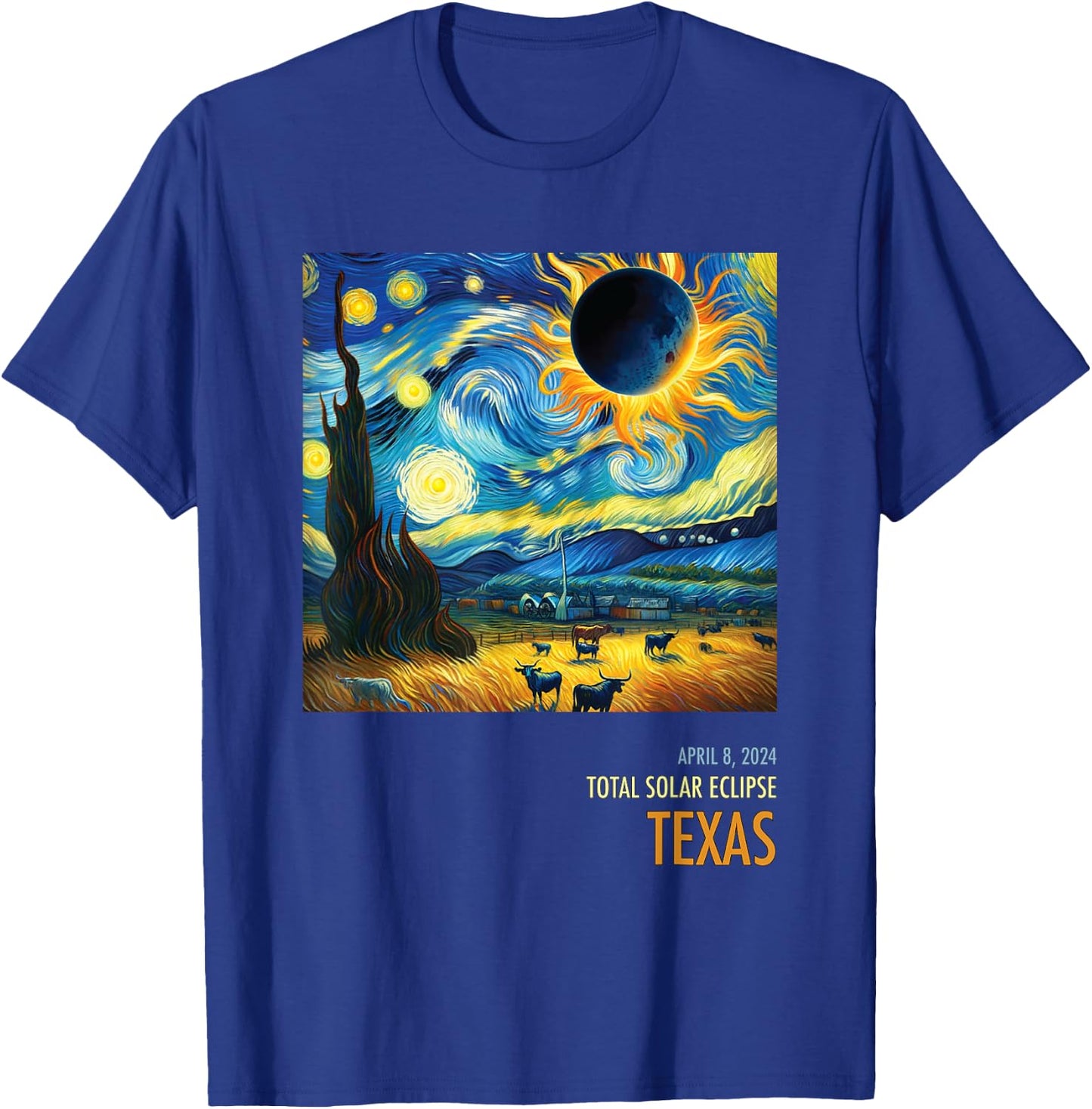 Total Solar Eclipse 2024 Texas T-Shirt - T-Shirt | Royal