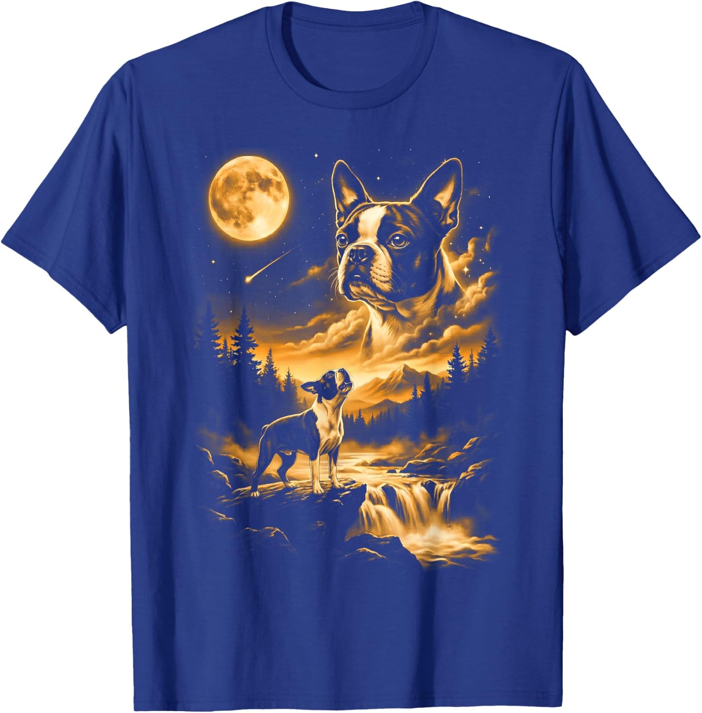 Boston Terrier Howling to The Moon T-Shirt - T-Shirt | Royal