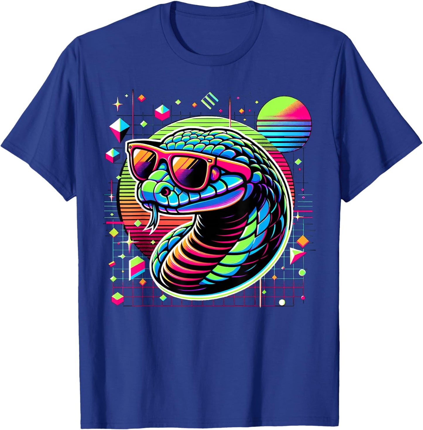 Cool Snake 80s Retrowave 90s Vaporwave Snake T-Shirt - T-Shirt | Royal