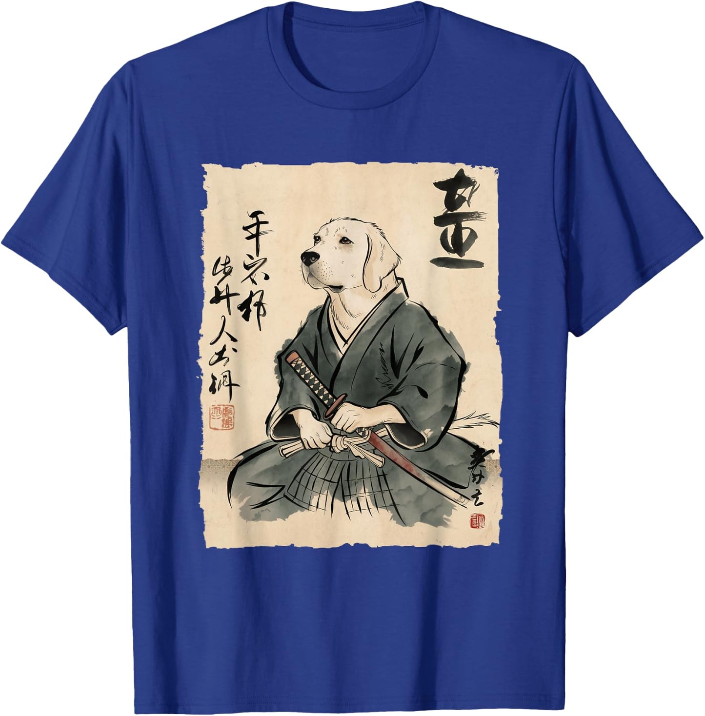 Golden Retriever Samurai Japanese Ink Art Women T-Shirt - T-Shirt | Royal