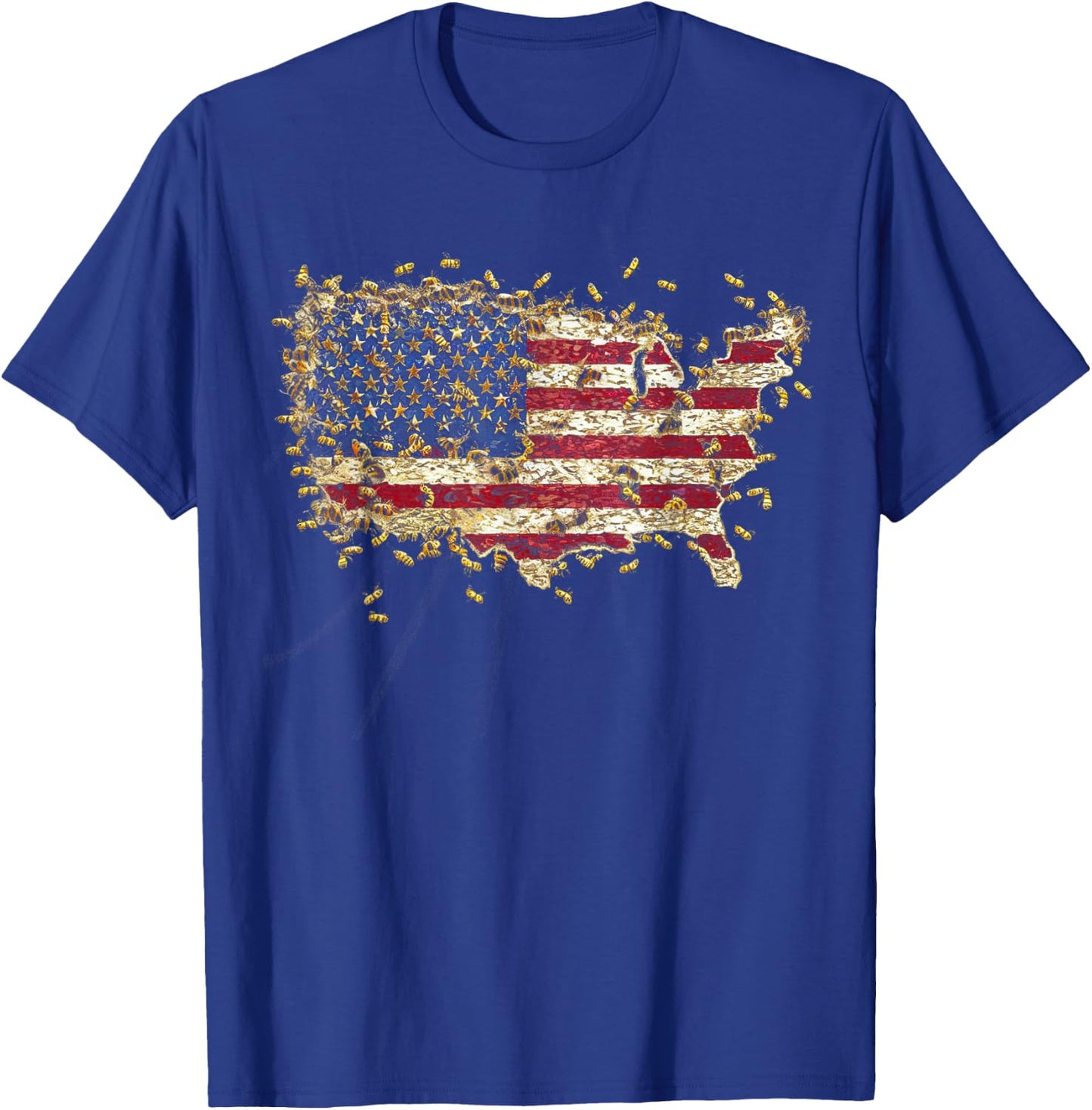 Honeycomb Honey Bees Beekeeper 4th of july American Flag T-Shirt - T-Shirt | Royal