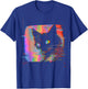Psychedelic Trippy Glitch Cat | 80s 90s Vaporwave Synthwave T-Shirt - T-Shirt | Royal