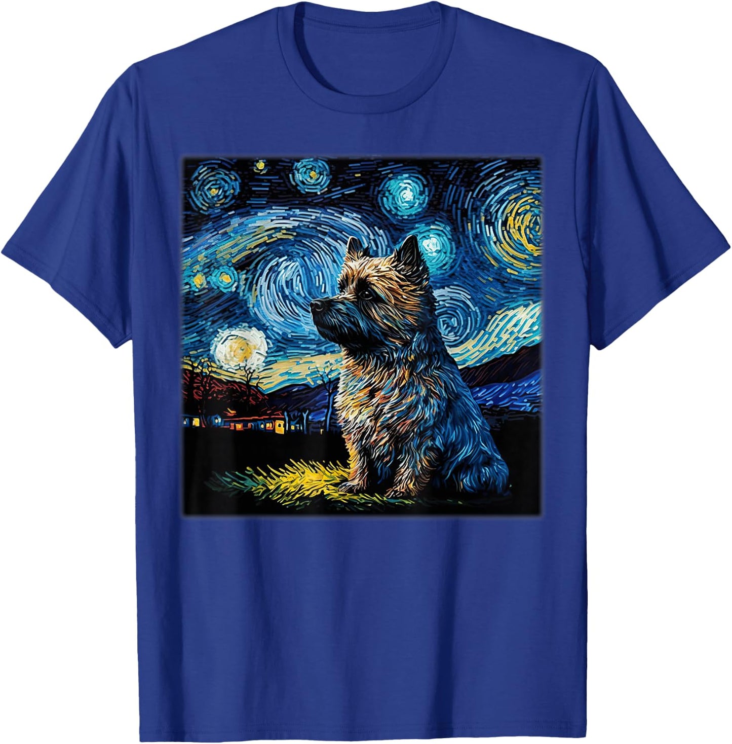 Surrealism Starry Night Cairn Terrier Dog T-Shirt - T-Shirt | Royal