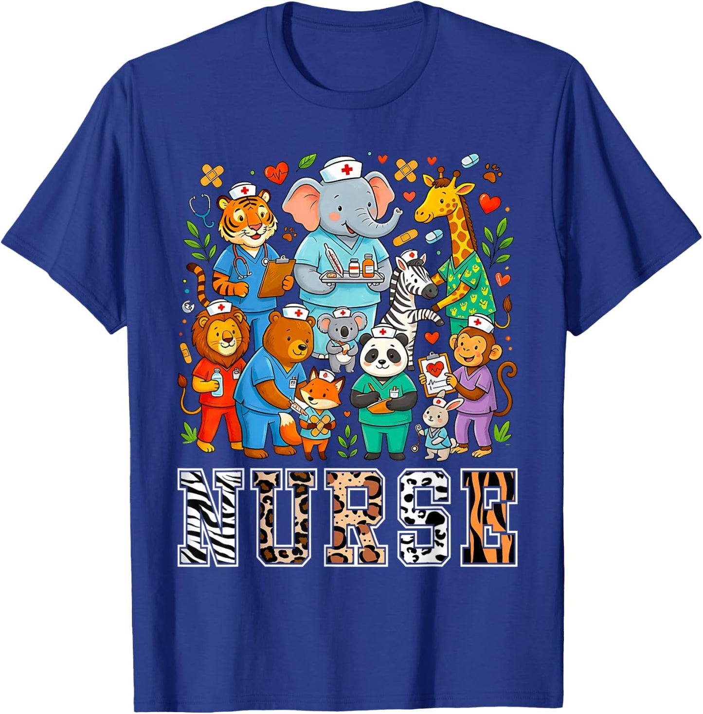Nurse Safari Leopard Animal Print Theme Women Student T-Shirt - T-Shirt | Royal