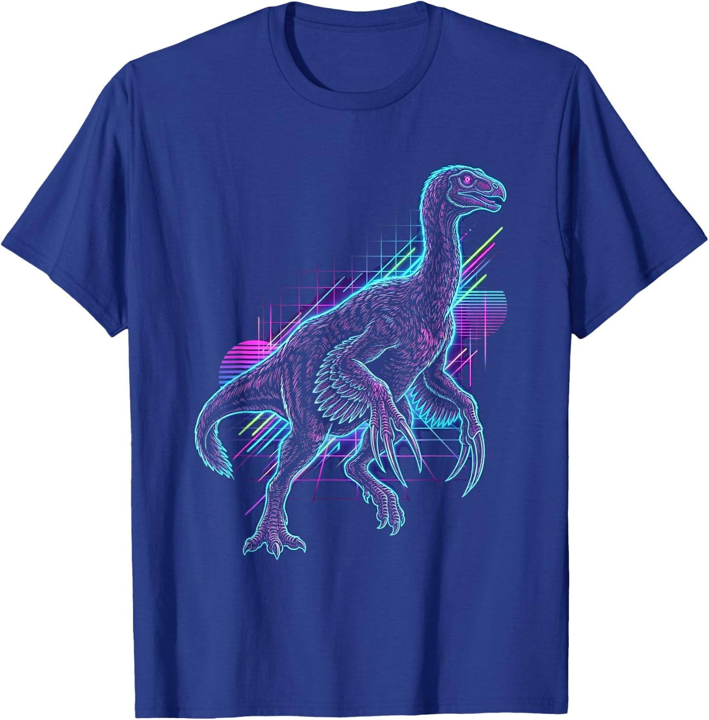 Therizinosaurus Dinosaur Synthwave T-Shirt - T-Shirt | Royal