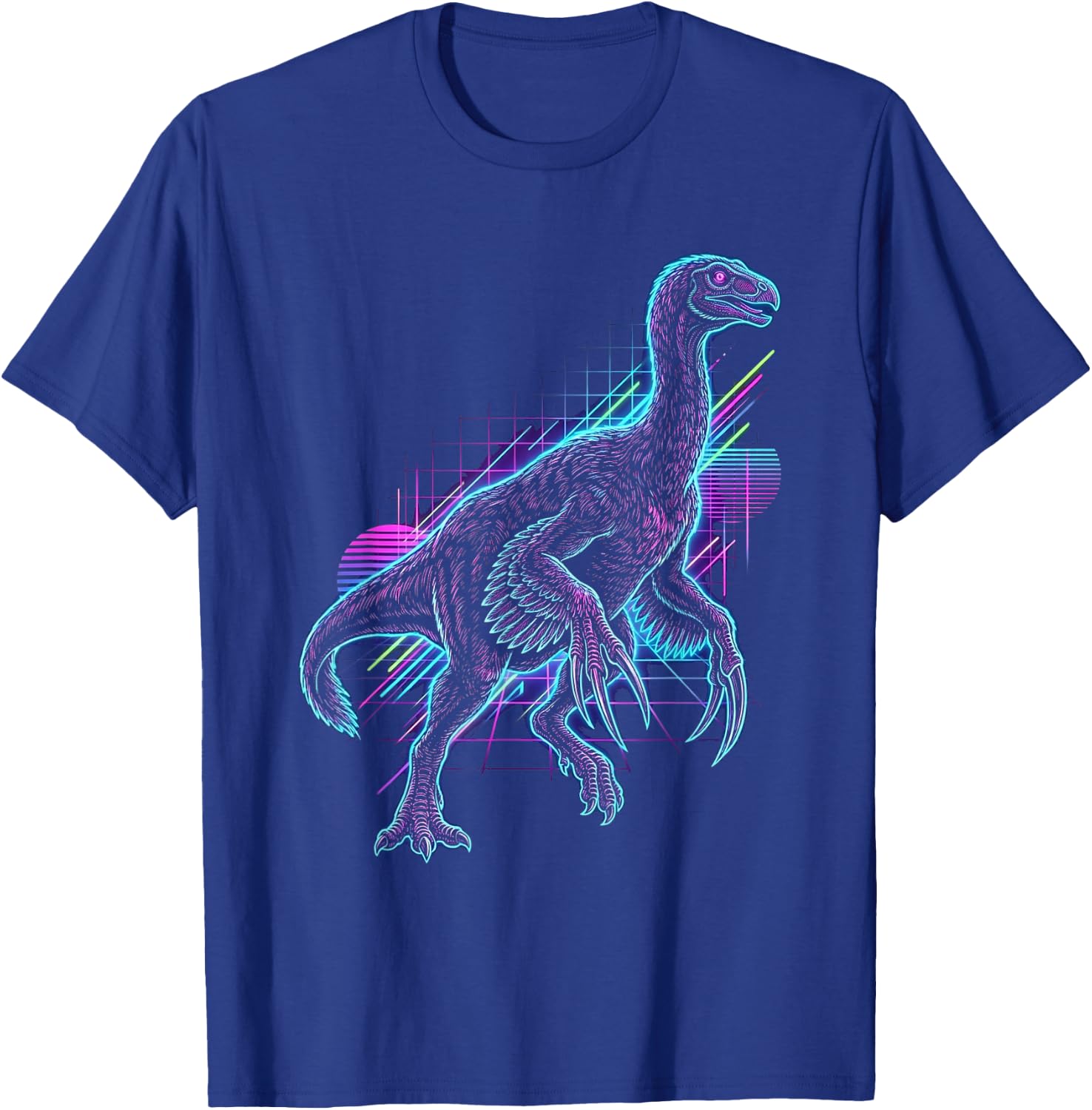Therizinosaurus Dinosaur Synthwave T-Shirt - T-Shirt | Royal