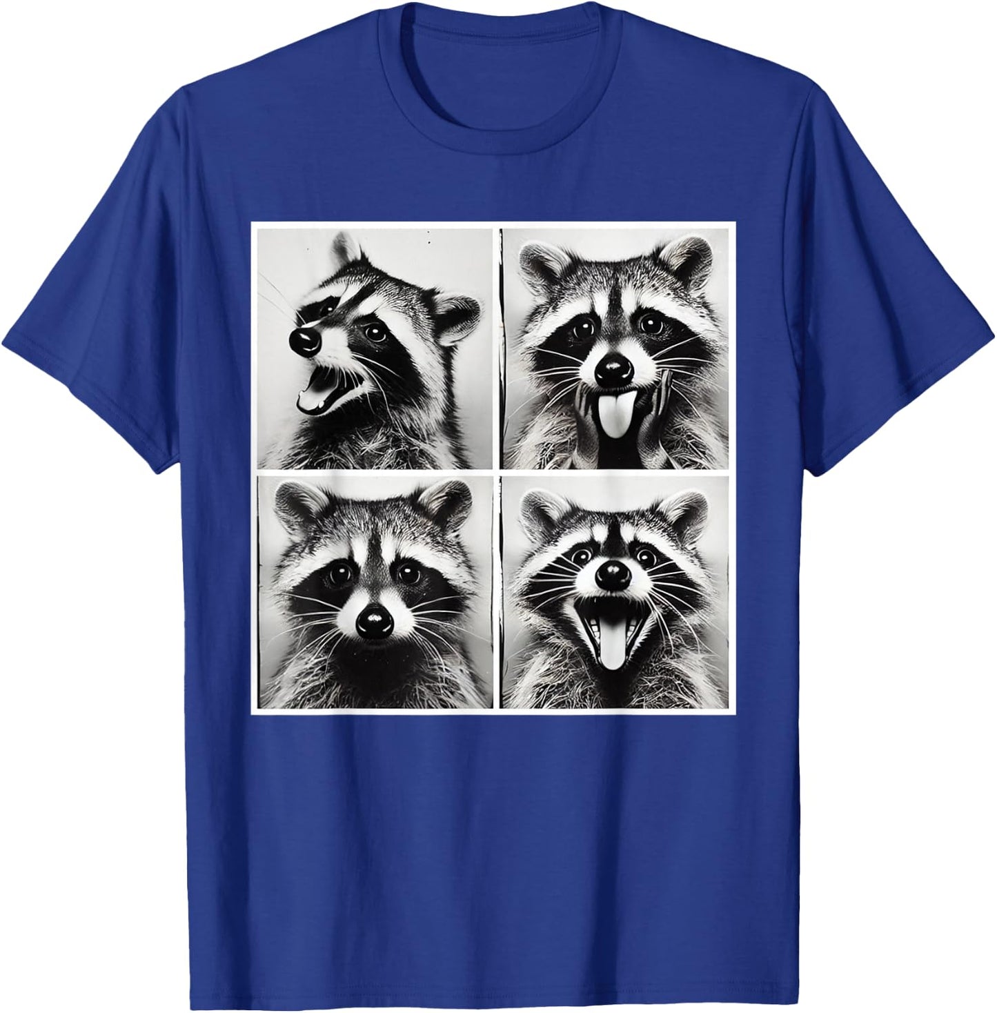 Animal Photobooth Funny Raccoon Rock On Selfie Retro Raccoon T-Shirt - T-Shirt | Royal