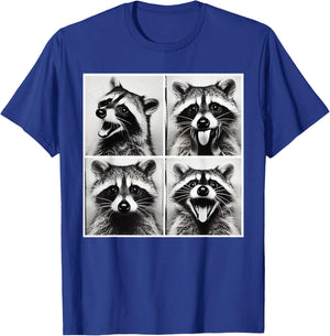 Animal Photobooth Funny Raccoon Rock On Selfie Retro Raccoon T-Shirt - T-Shirt | Royal