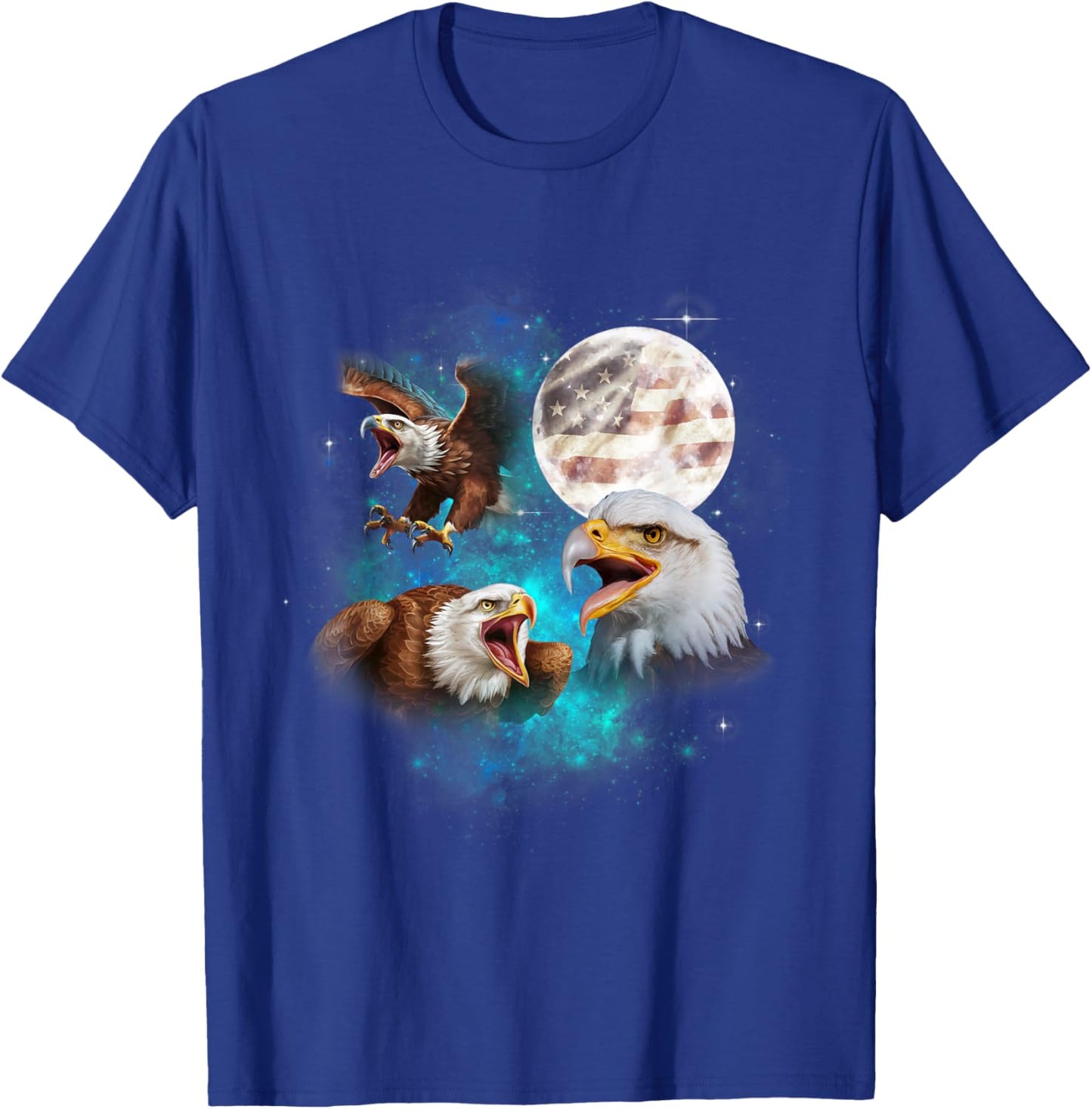 Bald Eagle USA flag American Flag Howl At Moon 4th of July T-Shirt - T-Shirt | Royal