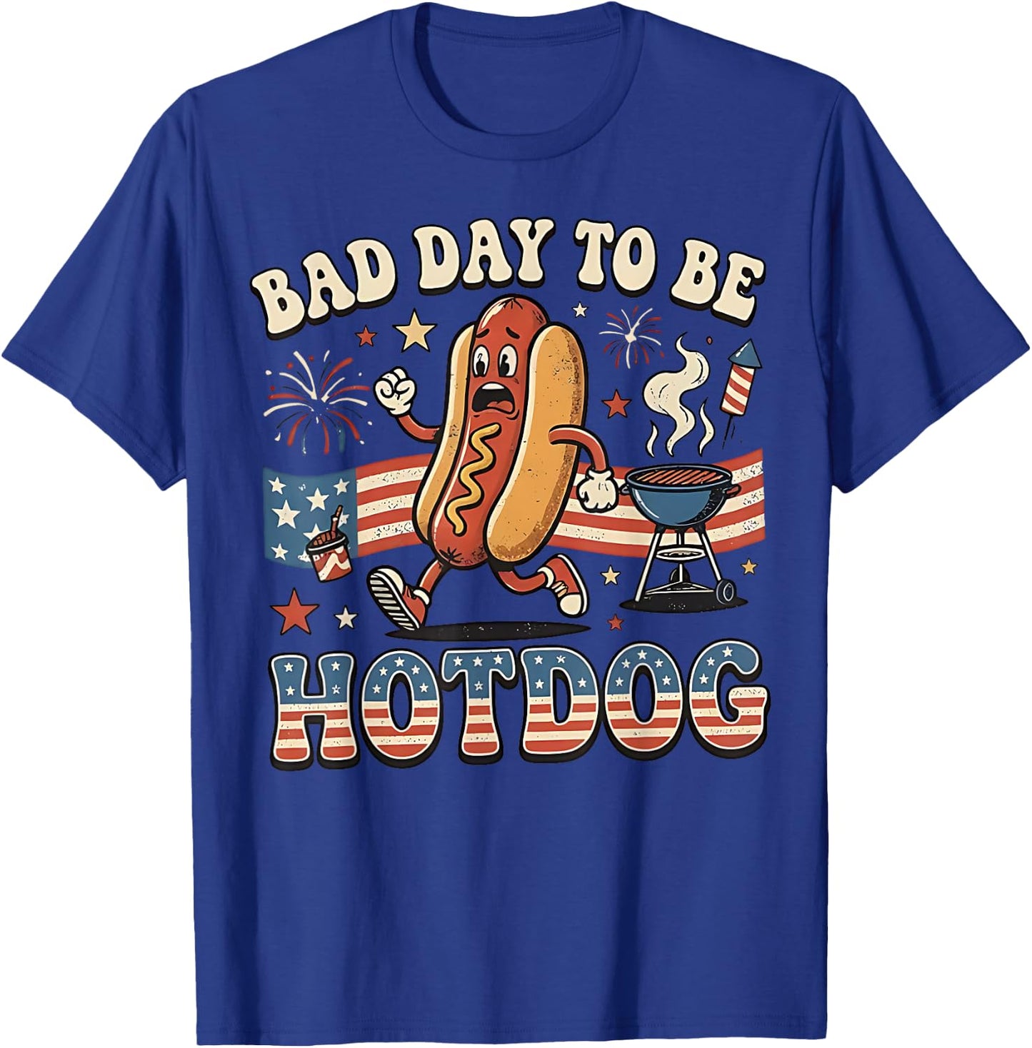 Bad Day to be a Hot Dog Funny BBQ Grilling 4th of July T-Shirt - T-Shirt | Royal