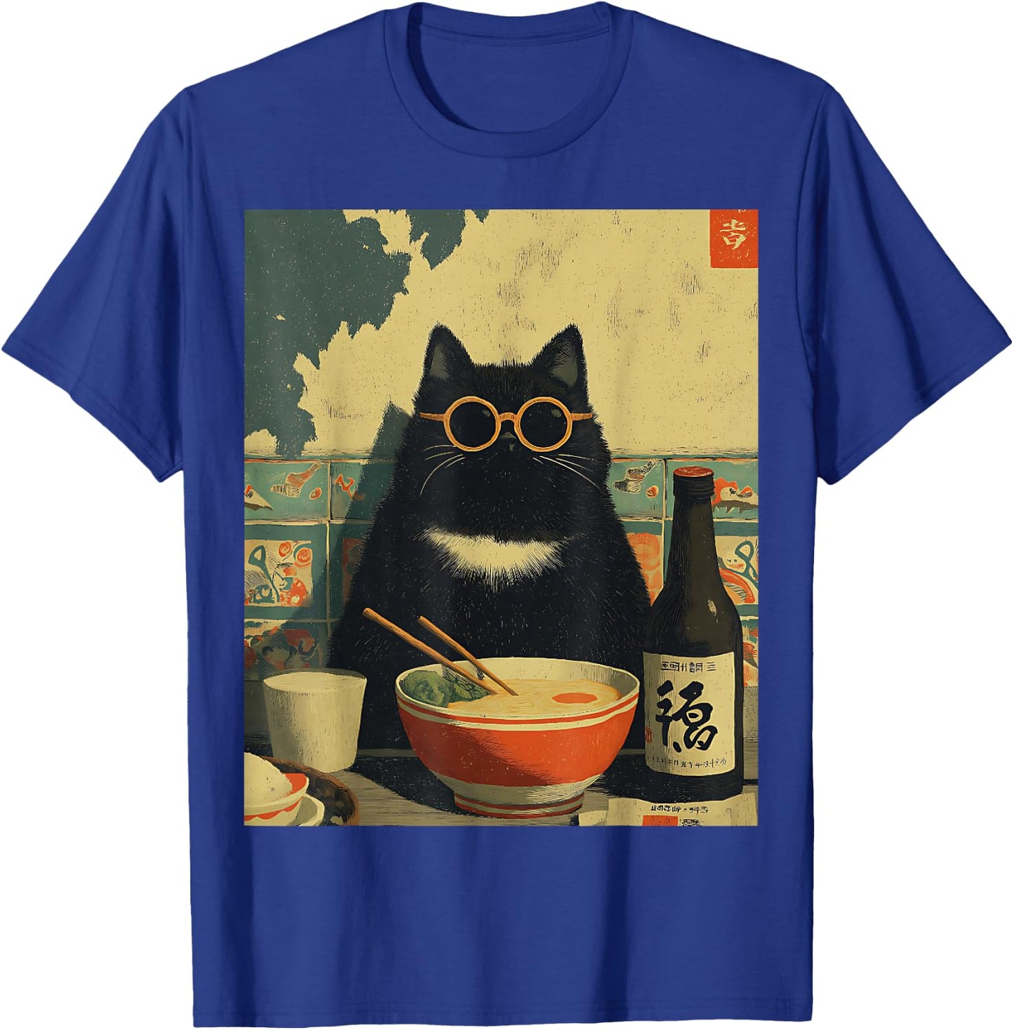 Vintage Japanische Katze Ramen Katze Papa Retro Lustige Grafik Frauen T-Shirt - T-Shirt | Royal
