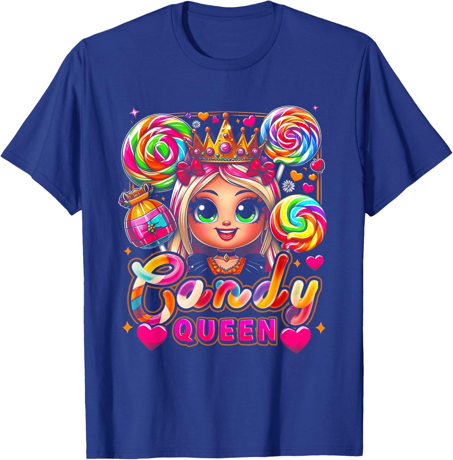Bonbon d'Halloween amusant Candy a Queen Lollipop Lover Girls Coloré T-Shirt - T-Shirt | Royal
