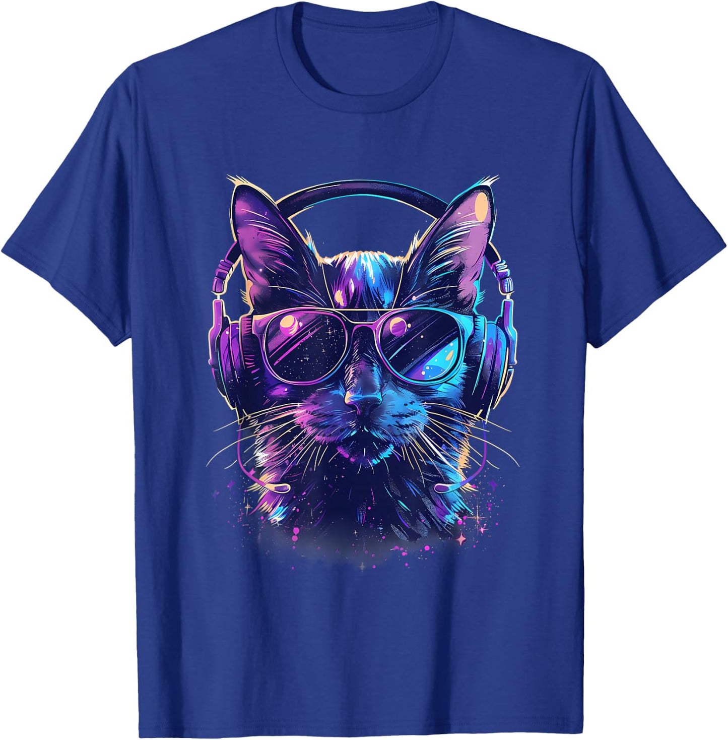 DJ Cat EDM Cat Music DJ Techno Music Headphones Beatmaker T-Shirt - T-Shirt | Royal