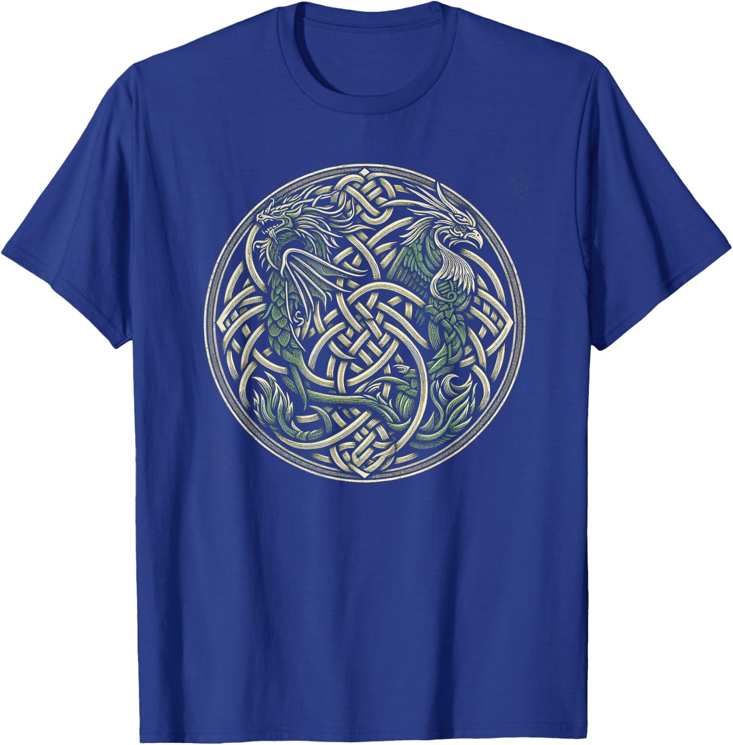 Intricate Celtic Knot with Dragon and Phoenix T-Shirt - T-Shirt | Royal