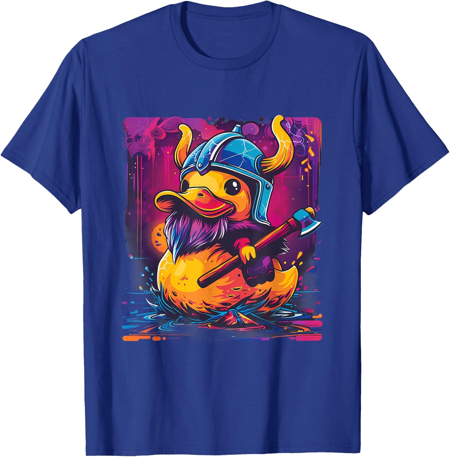 Rubber Duck Colourful Viking Duck Artwork Rubber Duck Lover T-Shirt - T-Shirt | Royal