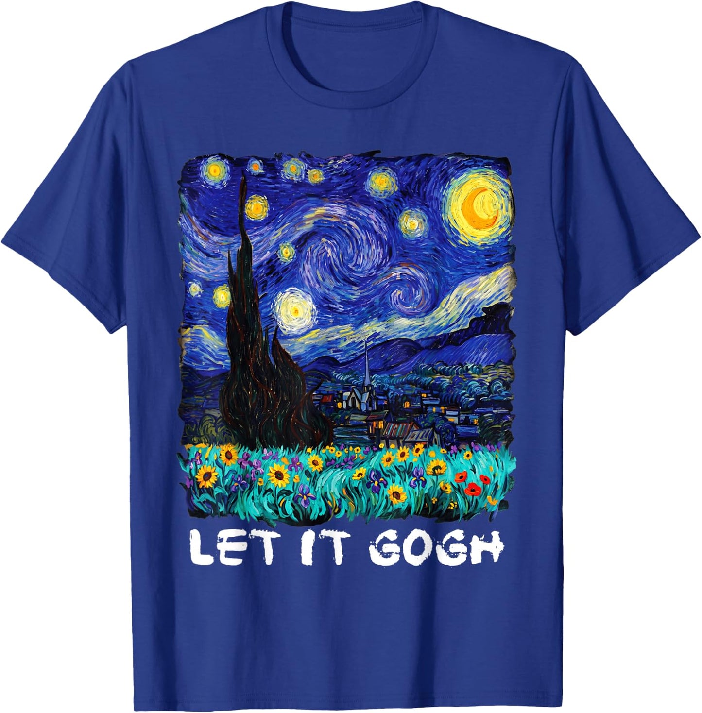 Let it Gogh Funny Vincent Van Gogh Starry Night Design T-Shirt - T-Shirt | Royal