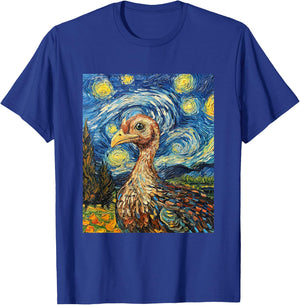 Funny Turkey Thanksgiving Van Gogh Style Starry Night T-Shirt - T-Shirt | Royal