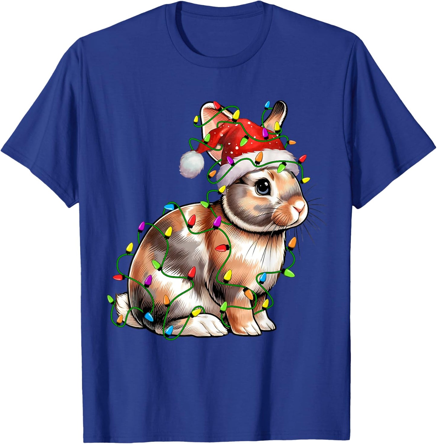 Bunny Rabbit Santa Christmas Tree Lighting Xmas Funny T-Shirt - T-Shirt | Royal