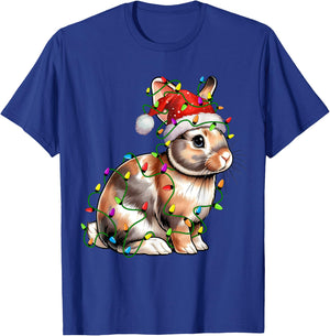 Bunny Rabbit Santa Christmas Tree Lighting Xmas Funny T-Shirt - T-Shirt | Royal