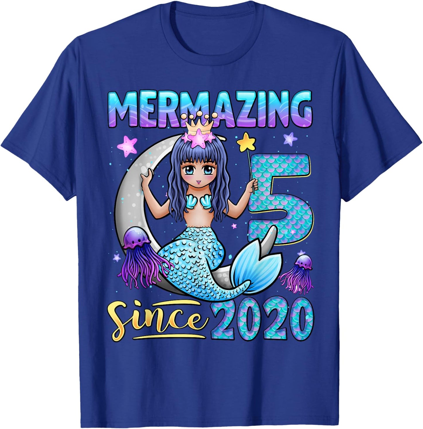 Mermaid Birthday Shirt 5 Years Old Mermaid 5th Birthday Girl T-Shirt - T-Shirt | Royal