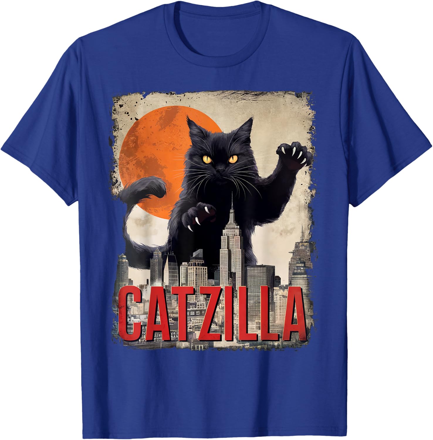 Funny Catzilla Cat Japanese Art Cat Gifts Women Kid T-Shirt - T-Shirt | Royal