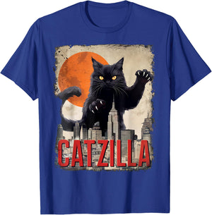 Funny Catzilla Cat Japanese Art Cat Gifts Women Kid T-Shirt - T-Shirt | Royal