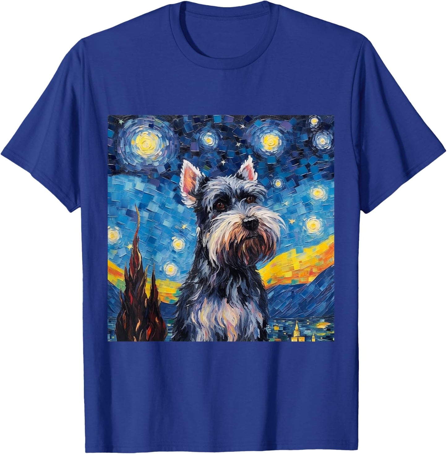 Miniature Schnauzer Starry Night - Miniature Schnauzer T-Shirt - T-Shirt | Royal