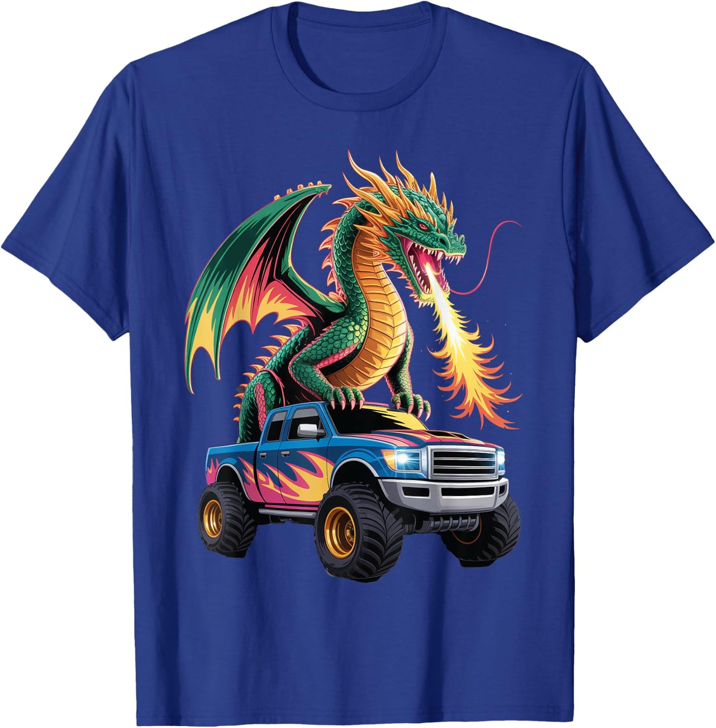 Dragon Monster Truck Art T-Shirt - T-Shirt | Royal