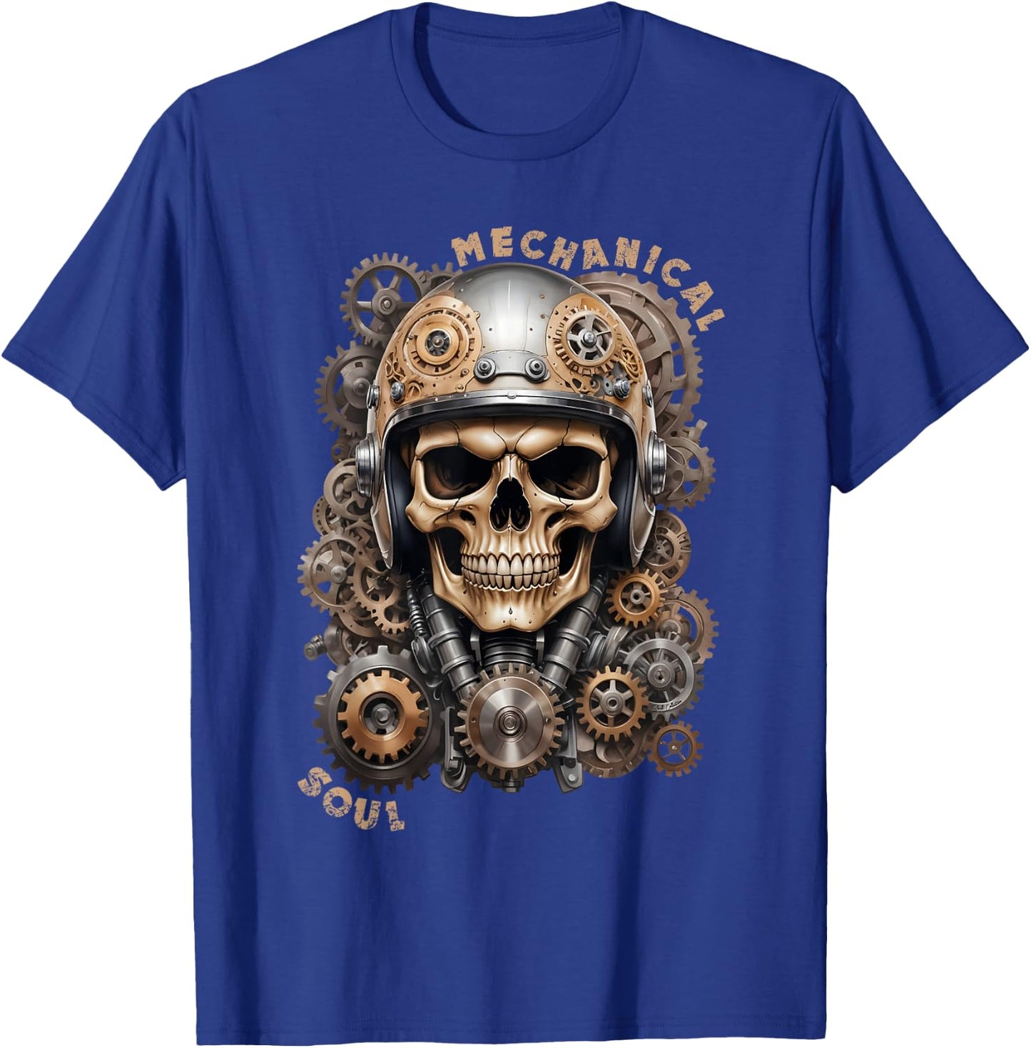 Biker Skull Biker Skull Vintage Motorcycle Custom Retro , Black, S T-Shirt - T-Shirt | Royal