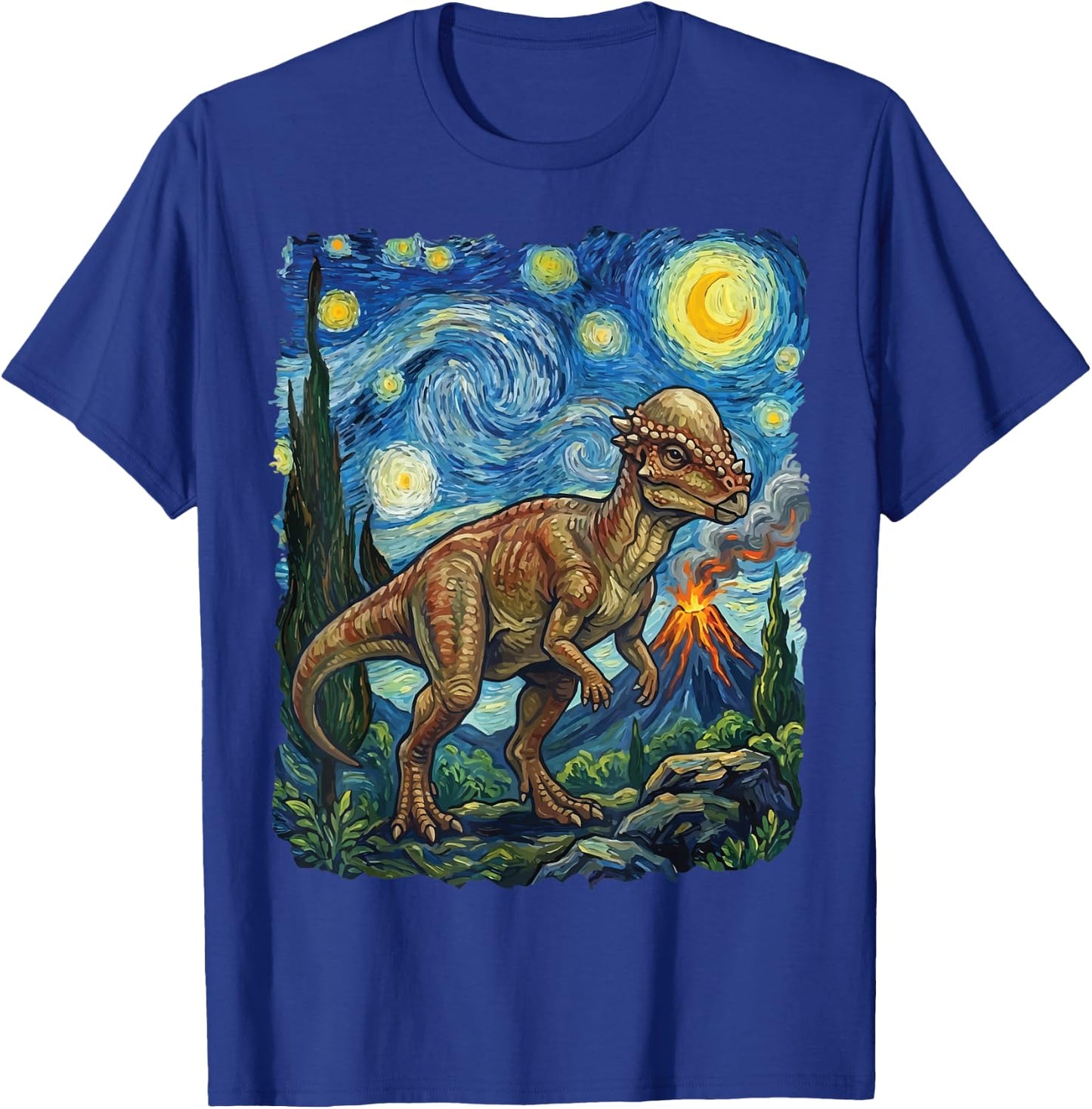 Pachycephalosaurus Starry Night T-Shirt - T-Shirt | Royal