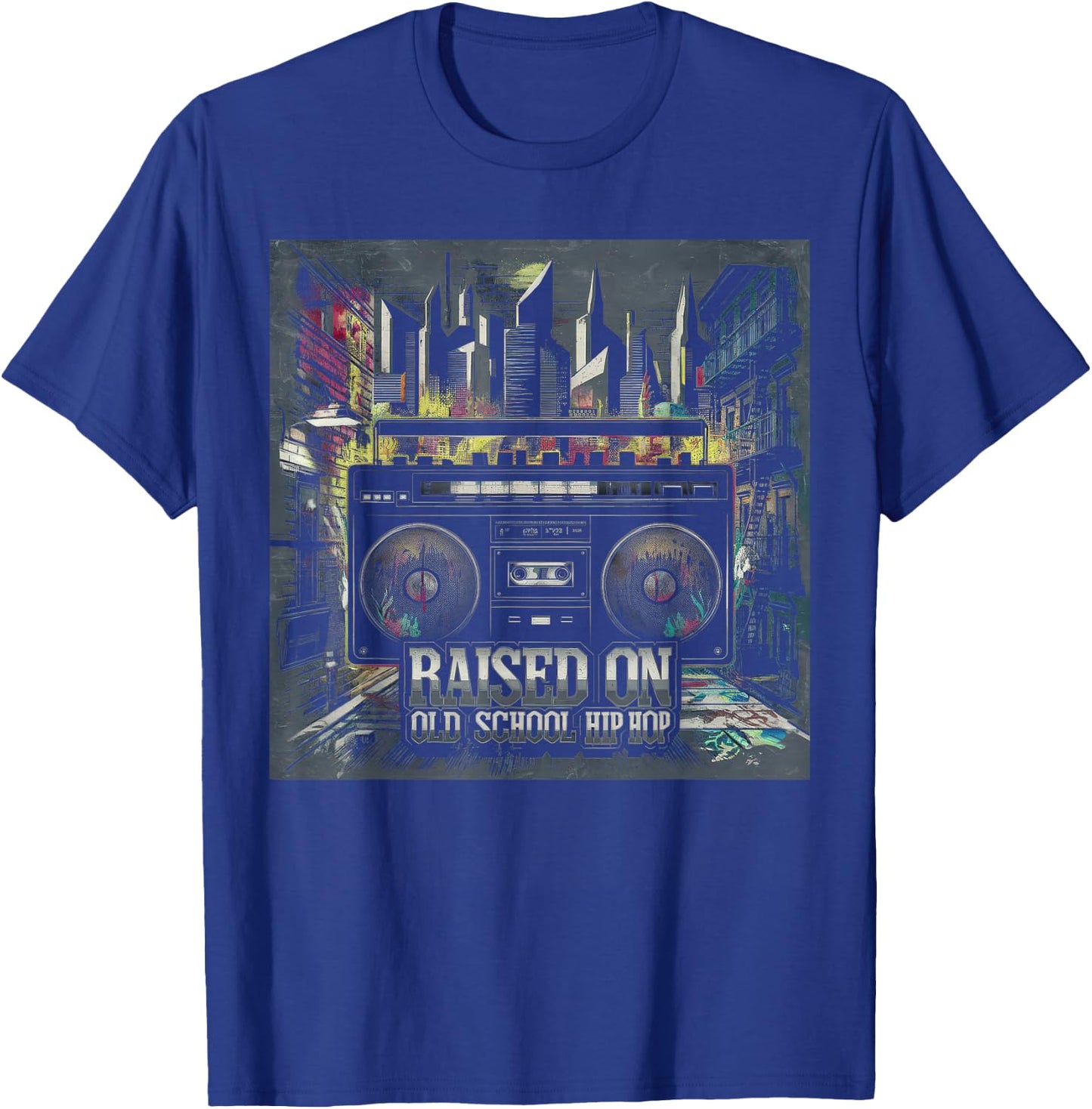 RAISED ON OLD SCHOOL Graffiti Rap HIP HOP Cassette T-Shirt - T-Shirt | Royal