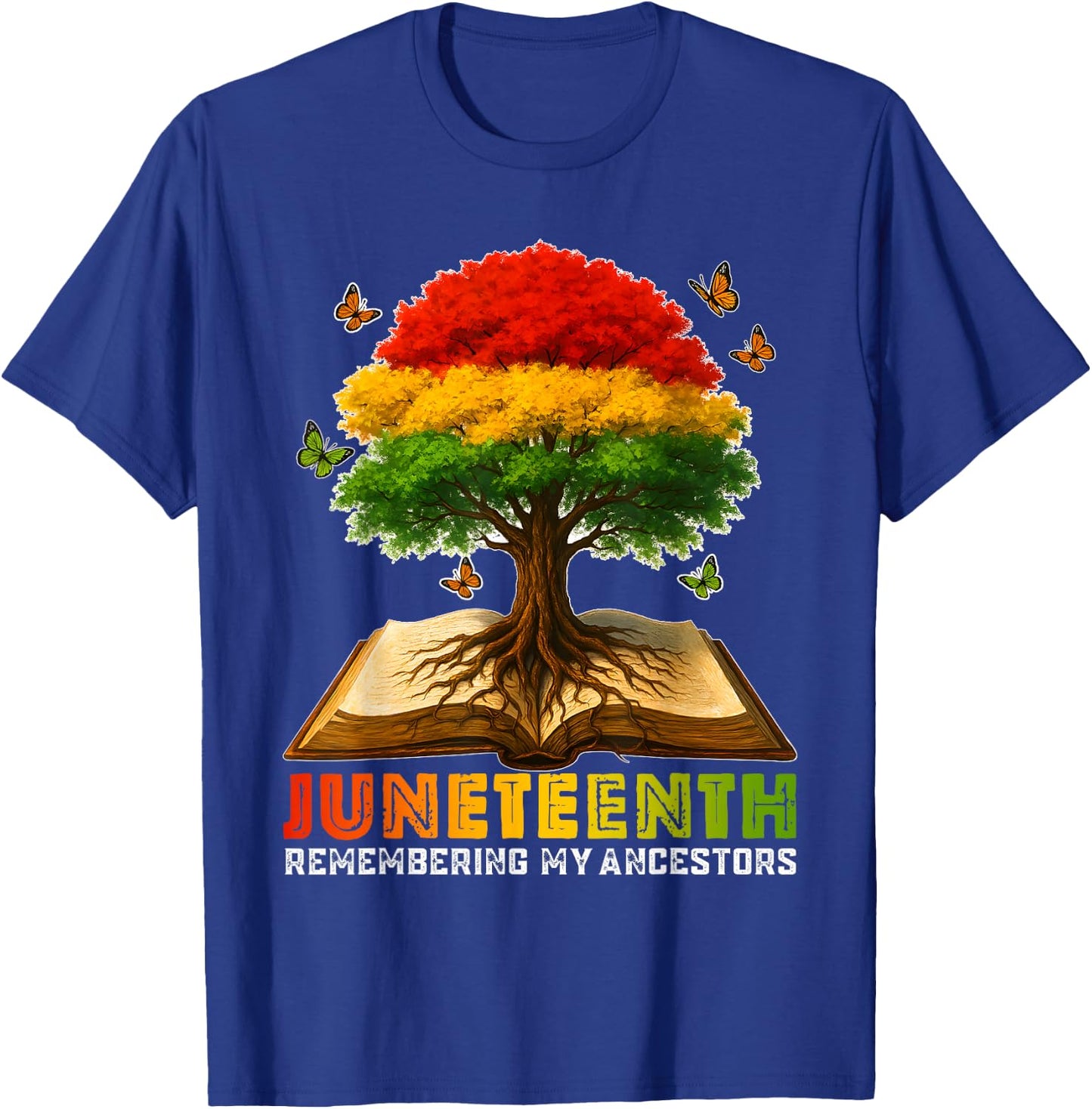 Juneteenth Women Remembering My Ancestors Book Tree T-Shirt - T-Shirt | Royal