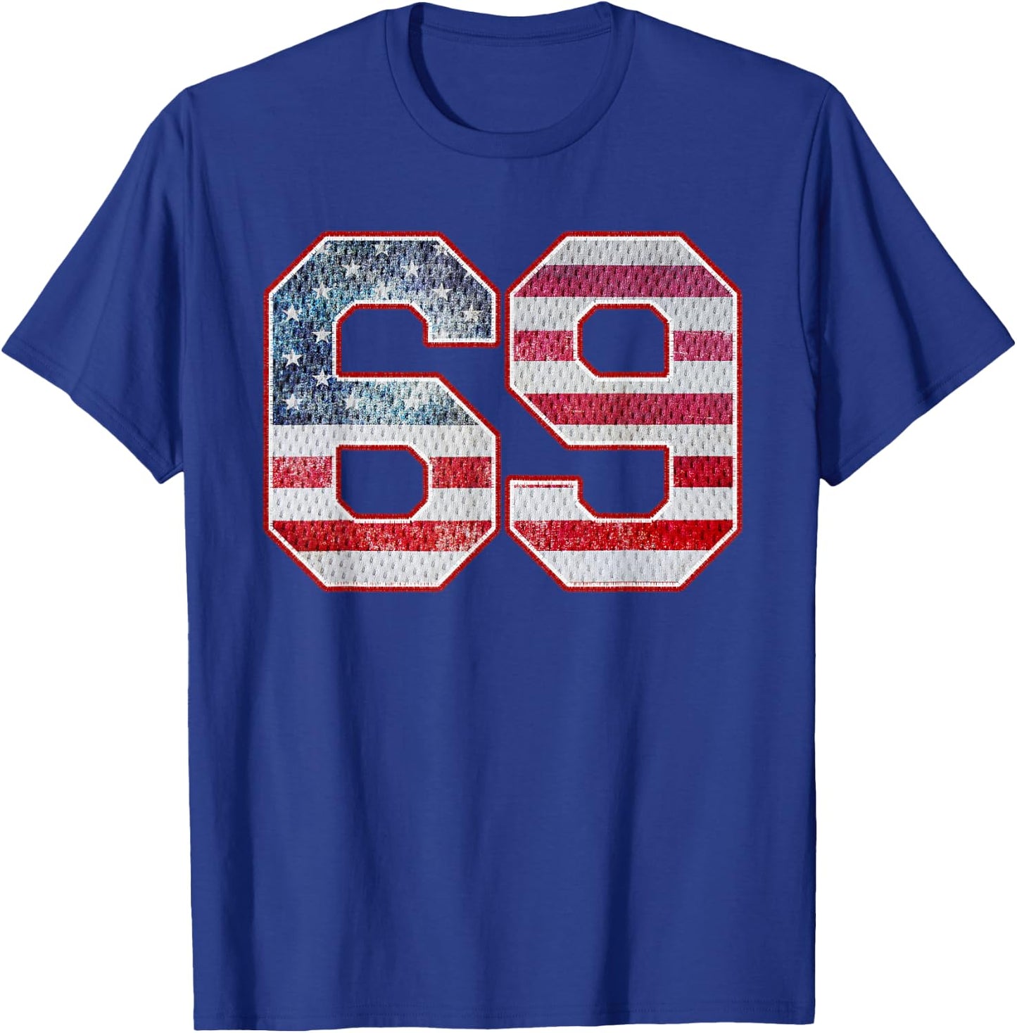 Jersey Player Number 69 Personalized Sports American Flag T-Shirt - T-Shirt | Royal