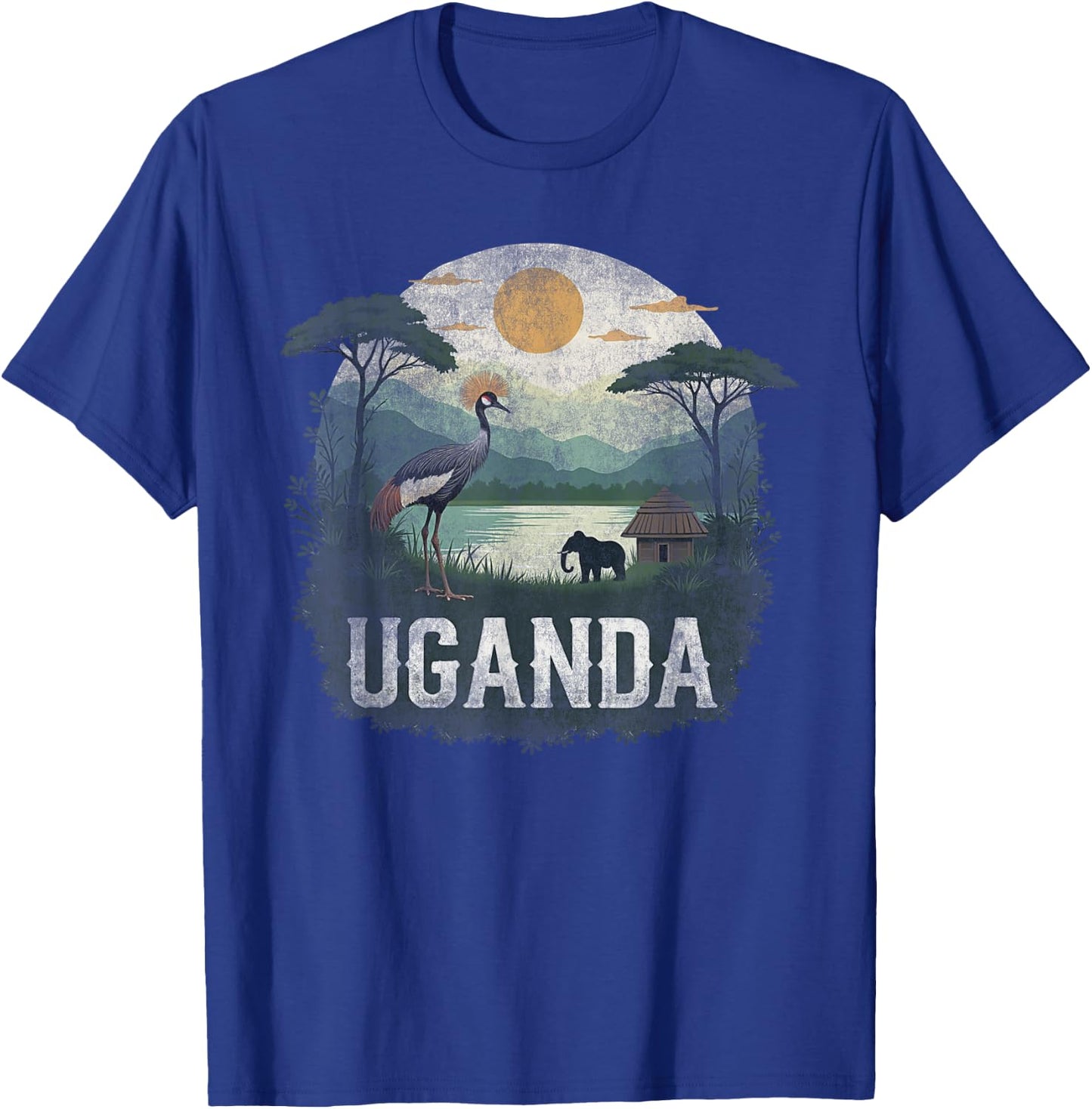 Souvenir Vintage Ugandan Landscape Retro , Black, S T-Shirt - T-Shirt | Royal