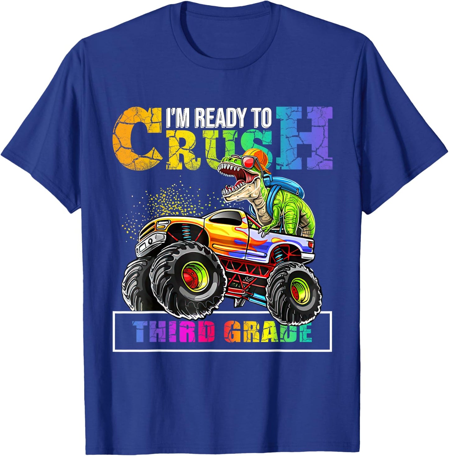 Back To School Boy Dinosaur I'm Ready To Crush Third Grade T-Shirt - T-Shirt | Royal