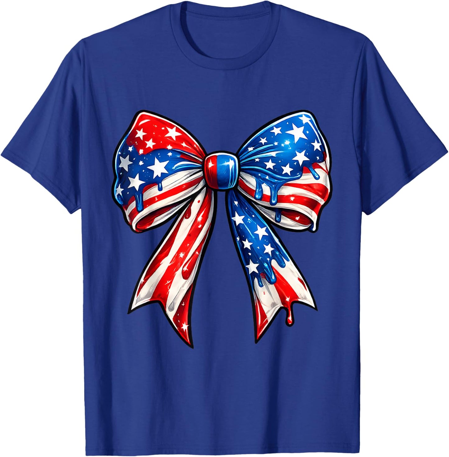 Cute Coquette Bow American Flag Patriotic Fourth of July T-Shirt - T-Shirt | Royal