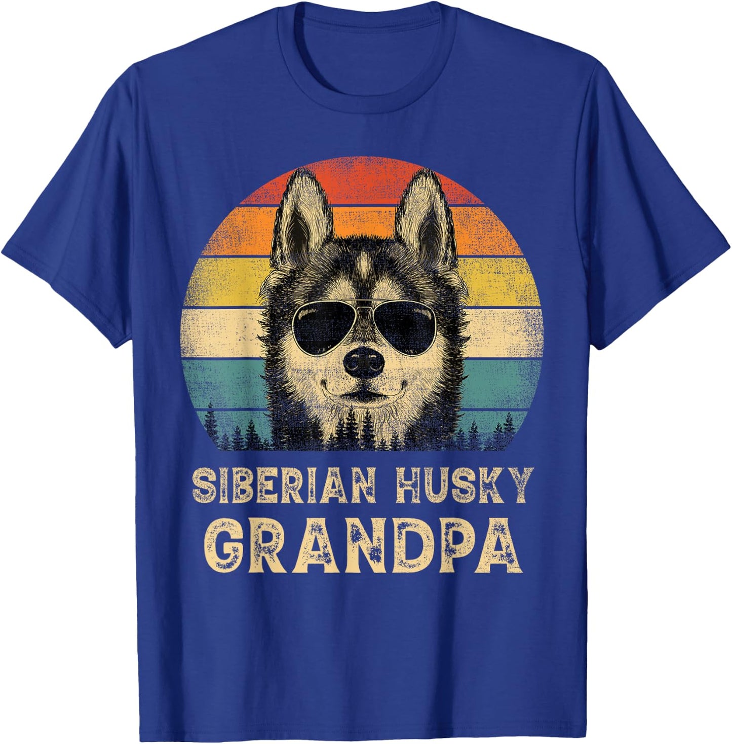 Vintage Siberian Husky Grandpa Dog Lovers Father's Day Men Women T-Shirt - T-Shirt | Royal