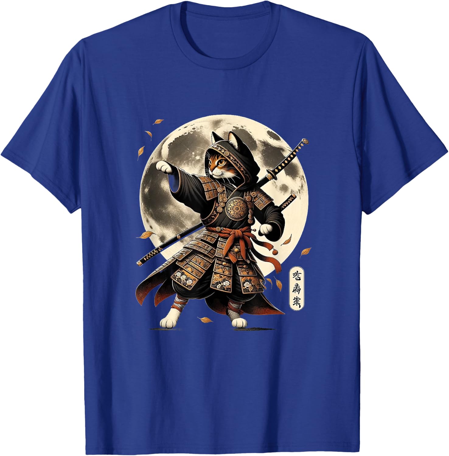 Samurai Cat Ninja Aesthetic Japanese Katana Tokyo culture T-Shirt - T-Shirt | Royal
