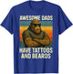 Awesome Dads Tattooed Bearded Bigfoot Retro Fathers Day T-Shirt - T-Shirt | Royal